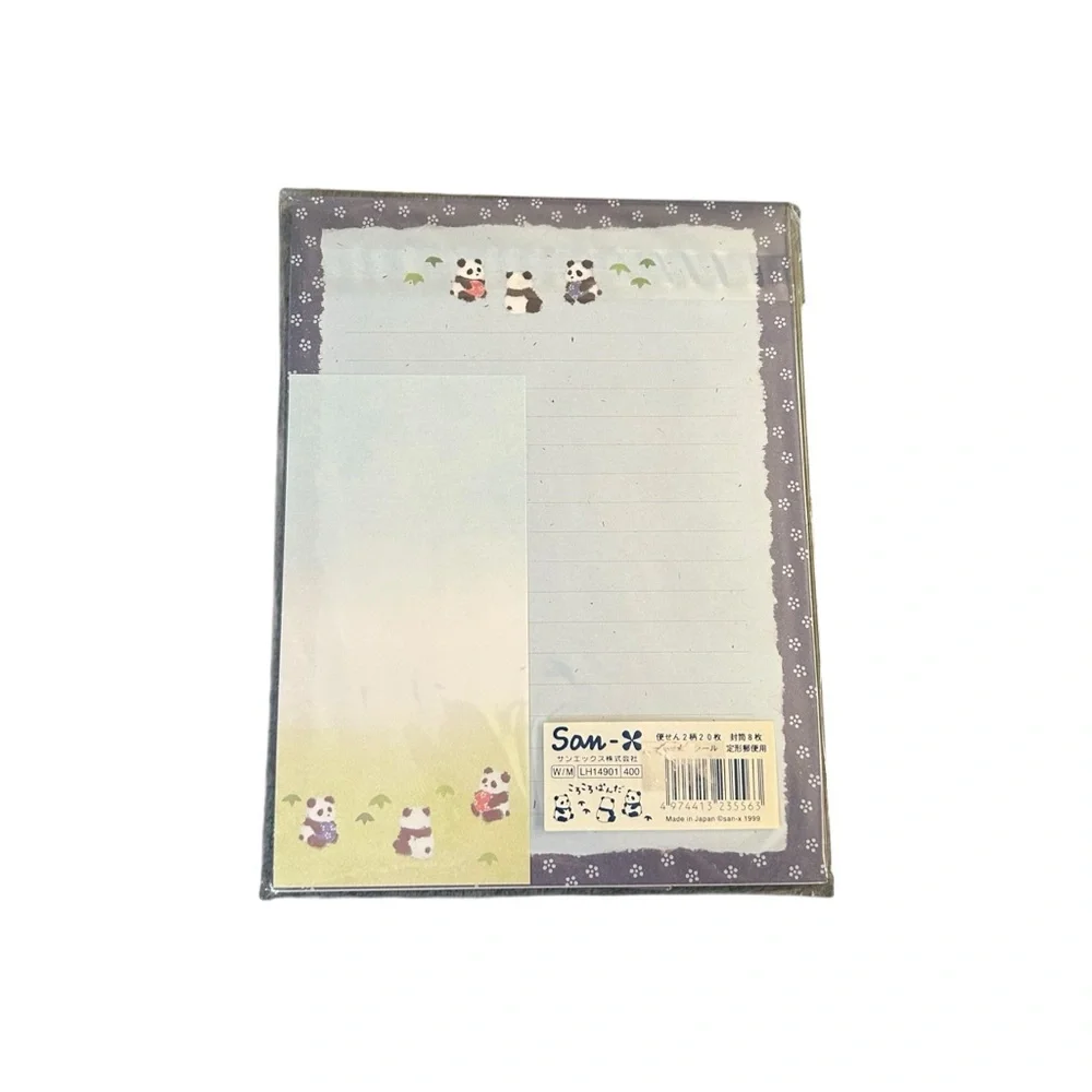 Vintage Y2K San-X Panda Bear Letter Set Cute Japanese Stationary Kawaii 1999 NWT